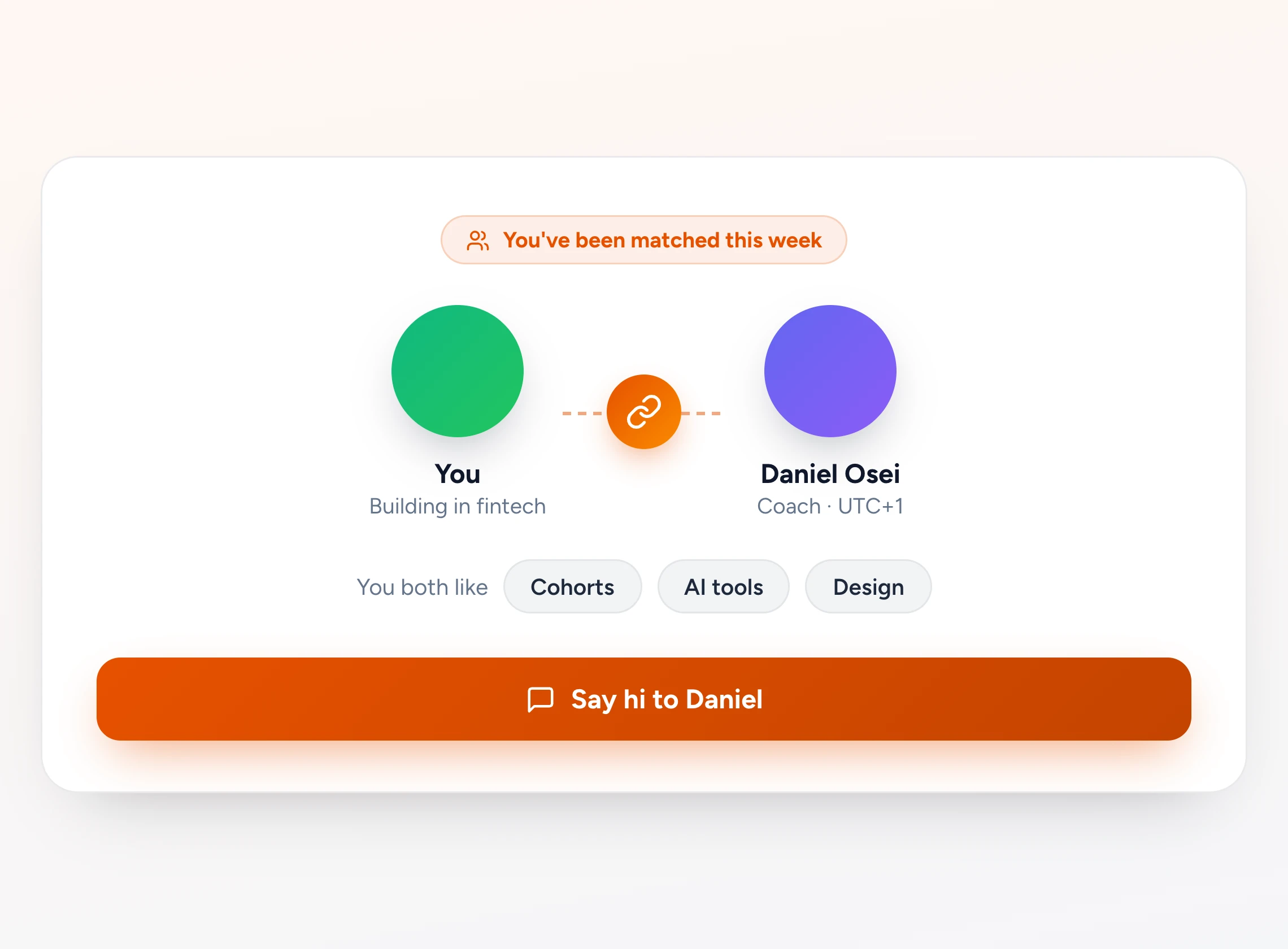 A weekly member match with shared interests
